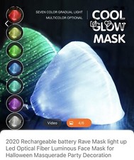 LED Mask LightUp For Christmas Rave Party BLACK Buy One Get One