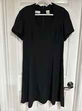 Liz Claiborne Women's Size 14 Short Sleeve Midi Black Dress EUC
