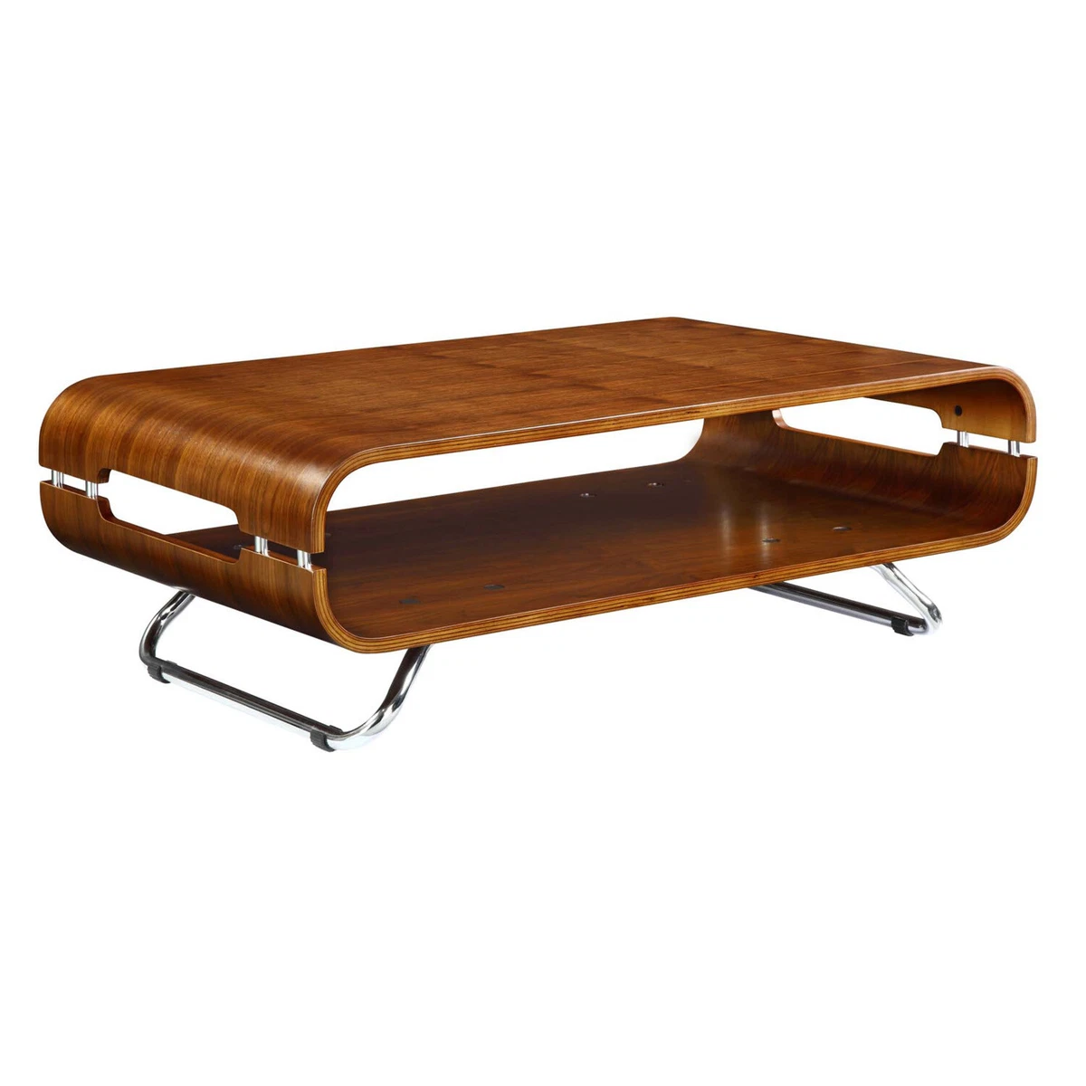 The Range Curve Stadium Coffee Table Walnut Chrome Living Room 40.5Hx119Lx70W
