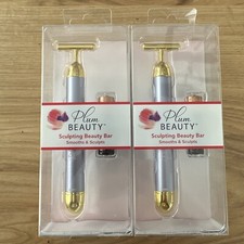 Lot Of 2 Plum Beauty PURPLE Sculpting Beauty Bar Face Massager with Battery