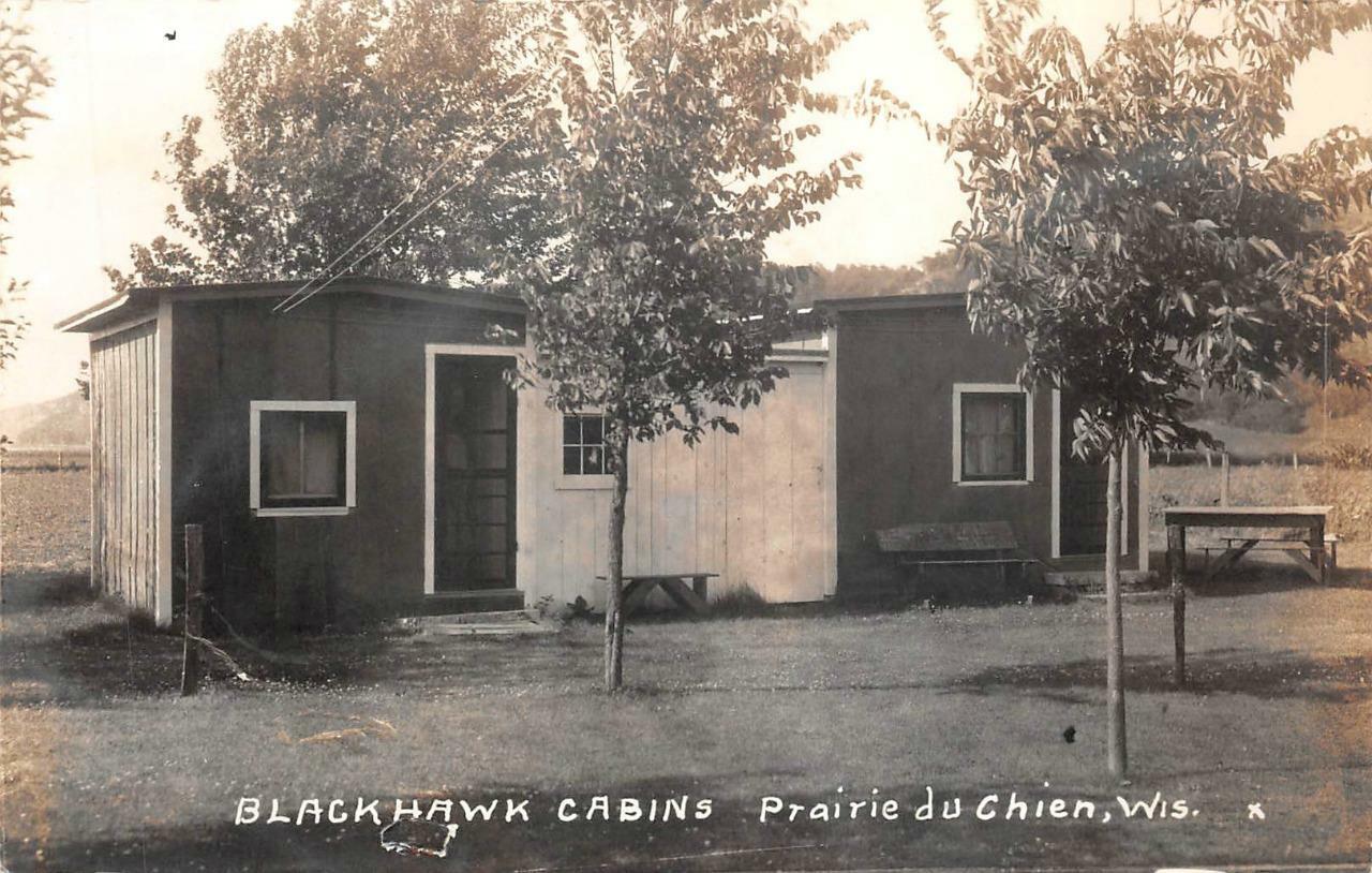 RPPC BLACKHAWK CABINS PRAIRIE DU CHIEN WISCONSIN REAL PHOTO POSTCARD