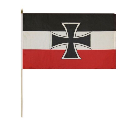 German Jack 1871-1903 Kriegsschiffgösch 100D 12x18 12''x18'' Stick Flag 30'' Staff