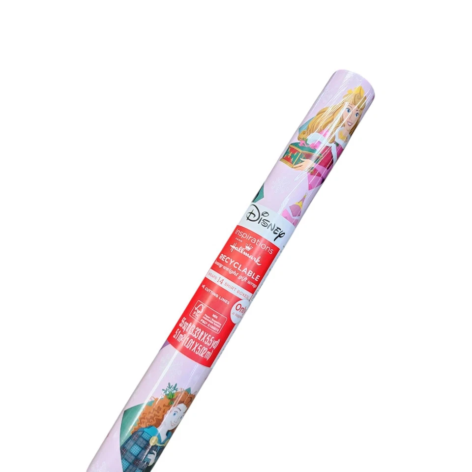 Papel de envolver regalo de Navidad Disney Princesa Belle Aurora Moana 55 pies cuadrados Foto 2 de 4