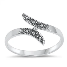 925 Sterling Silver Oxidized Marcasite Band Fashion Ring 11.2mm Size 5-10