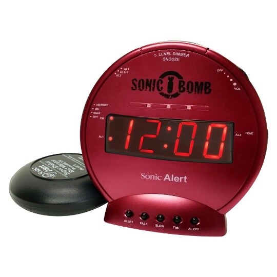Sonic Alert Sonic Bomb SBB 500 ss Vibrating Alarm Clock | Red image
