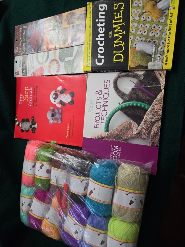 Lots Of Yarn Items, Books, Crocheting And Knitting