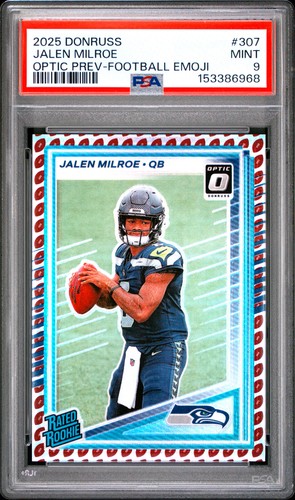 2025 PANINI DONRUSS OPTIC PREVIEW-FOOTBALL EMOJI #307 JALEN MILROE PSA 9