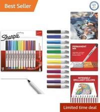 12 Count Ultra Fine Point Permanent Markers - Vibrant Assorted Colors Set