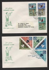 QATAR 1965 SCOUTS SET S.G. #54-#61 ON TWO FIRST DAY OF ISSUE COVERS TIED DOHA