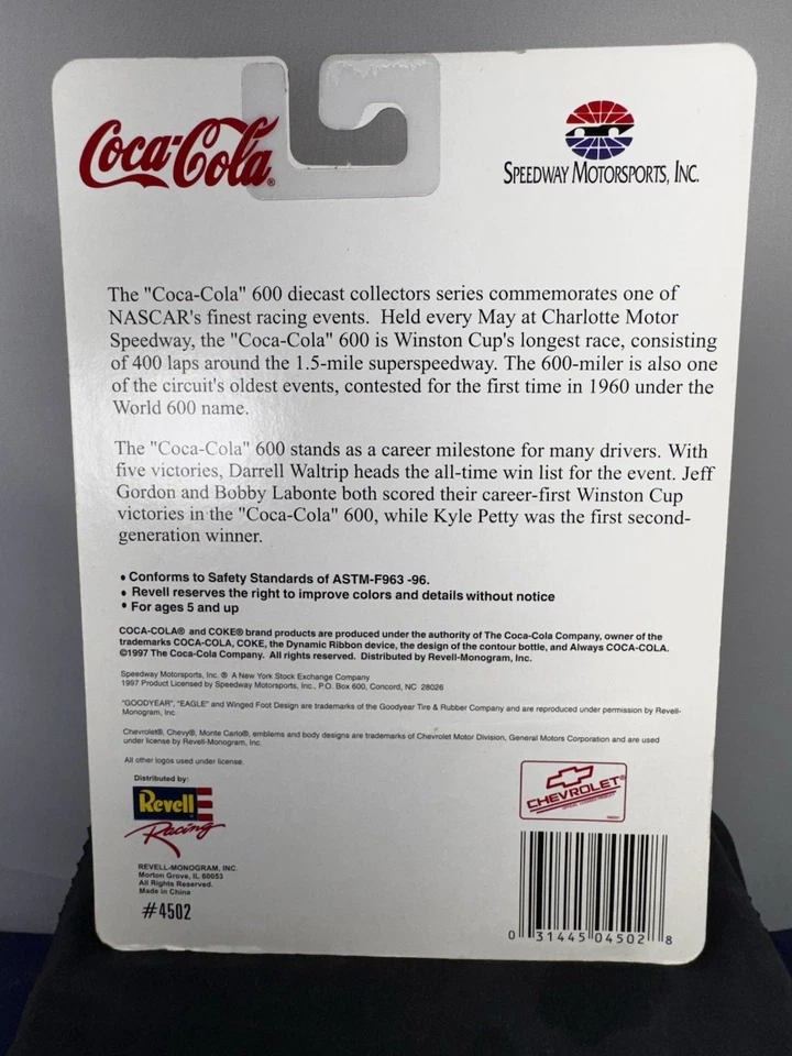 1997 Revell Racing Coca Cola 600 Monte Carlo Die Cast #1 Car 1:64 New Sealed  - Image 3 of 3