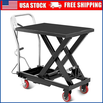 500 LBS Capacity Hydraulic Lift Table Cart 28.5'' Lifting Height Single Scissor