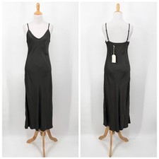 ENZA COSTA Bias Cut Slip Dress Women Small Dark Cedar Green Quiet Luxury Minimal