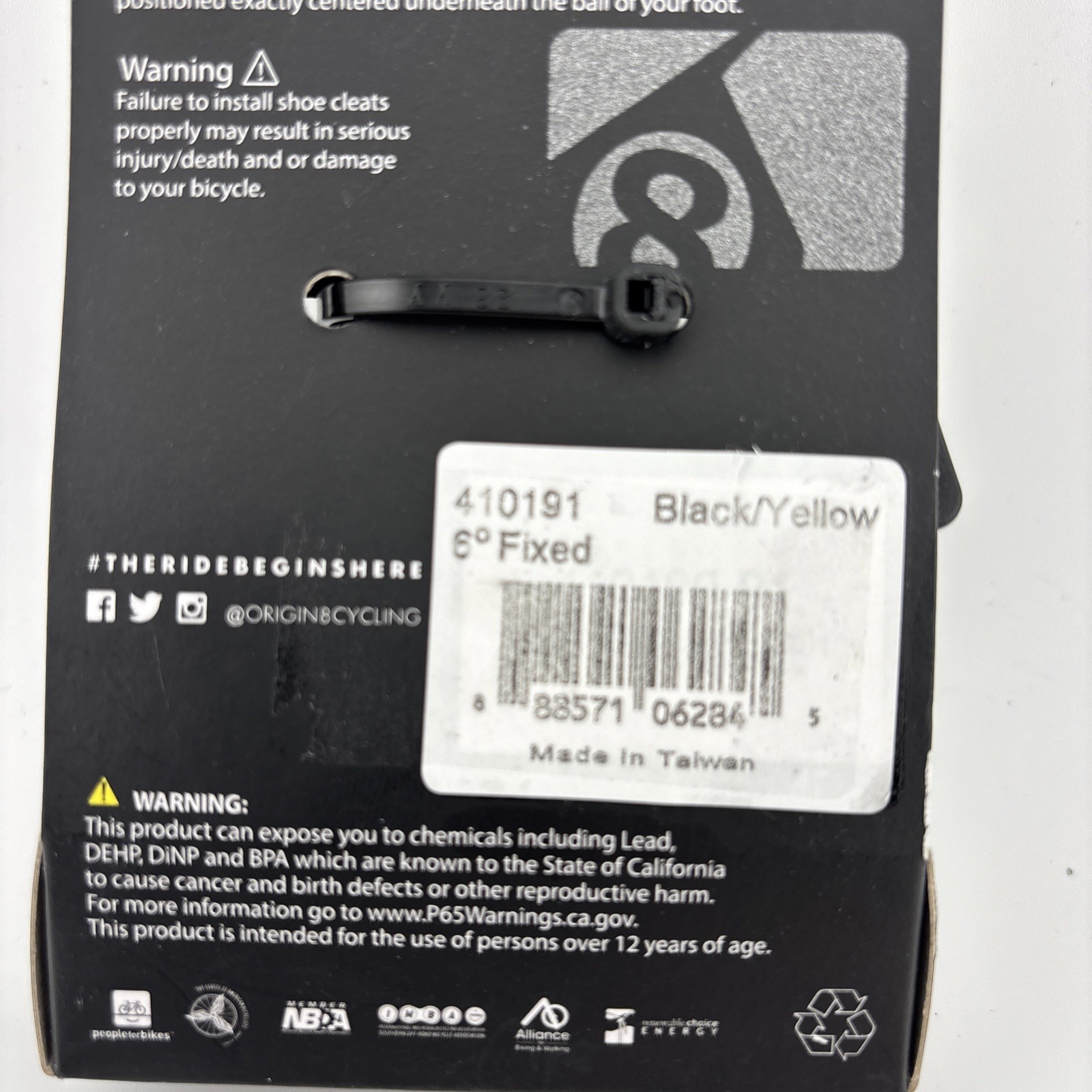 NEW Origin8 SPD-SL 6° Float Cleats for Road Pedals Black/Yellow High Traction