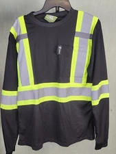 TuGlow Hi Vis Neon Yellow Safety Work Shirt Mens Small Reflective A9