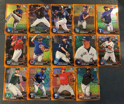 2016 Bowman Chrome Prospects Orange Shimmer Refractors Pick your card-Free Ship