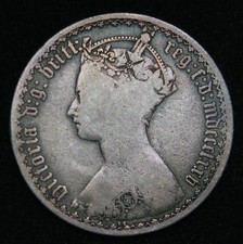1875 Victoria FLORIN, MDCCCLXXV Gothic Head Silver Coin - NICE