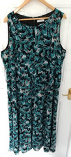 Windsmoor Size 20 Dress Blue Black White Maxi Lined Side Zip Split Hem Detailing