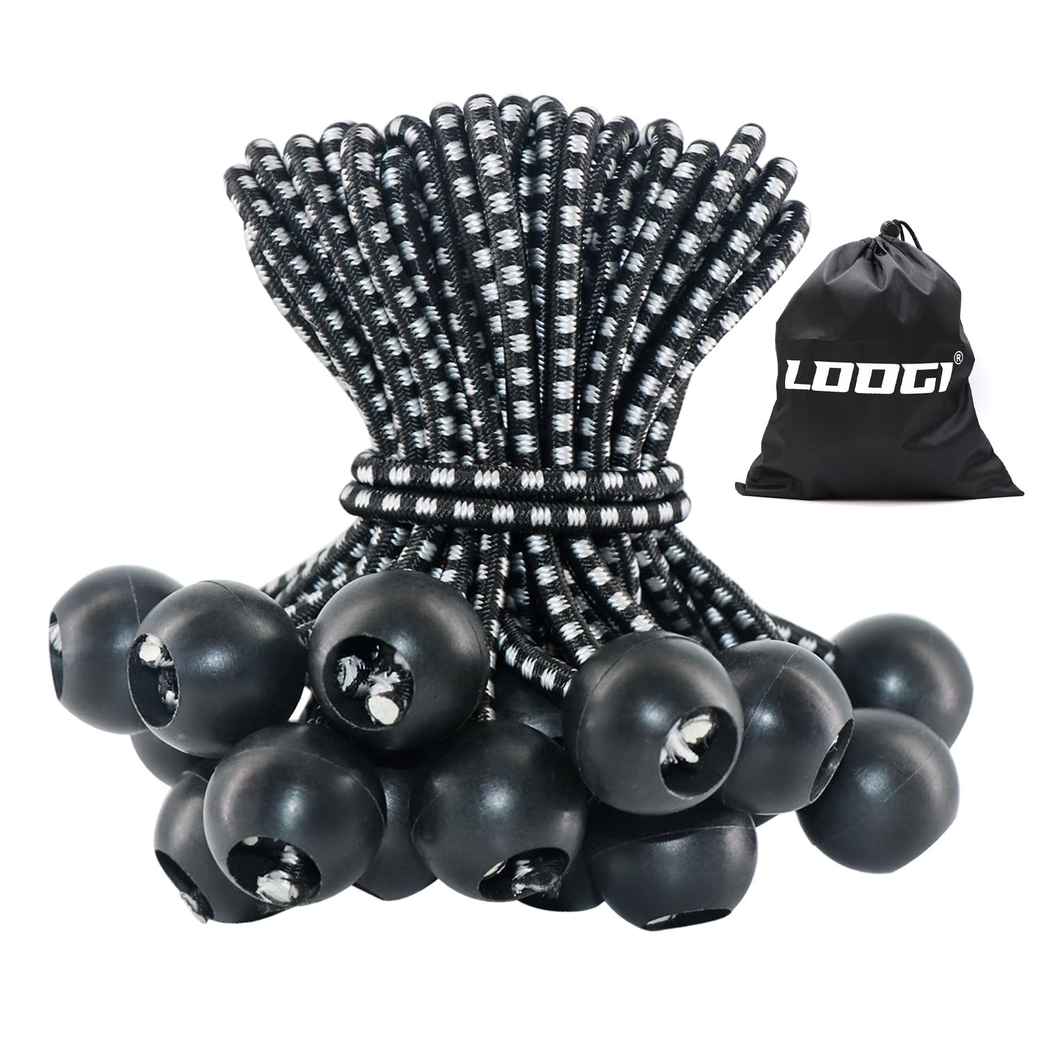 Bungee Cord with Balls 30Pcs 4 Inch Black Bungee Ball Cords Heavy Duty Tarp