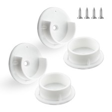 Plastic Closet Rod Bracket 1-3/8'' Closet Rod Holders 2 Set Whit Closet