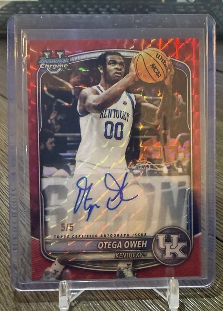 2025 Bowman Chrome Otega Oweh Red Refractor Auto /5 On Card RC Rookie Kentucky