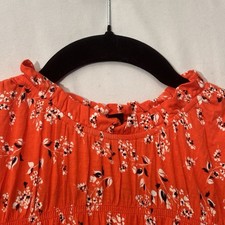 Ann Taylor Dress Cap Sleeve Knee Length Orange Floral Stretch M Cottagecore NWT