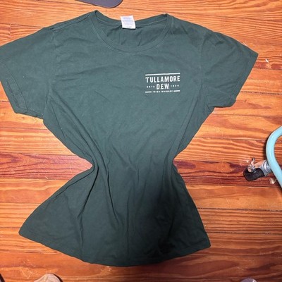 Tullamore dew Irish whisky Dark Green Distillery company promo shirt size med