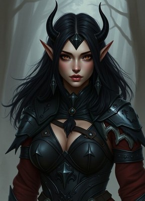 SEXY  Female Dark Elf  Dungeons Dragons GIRL 4x6 Print  Fantasy Art 050426-04