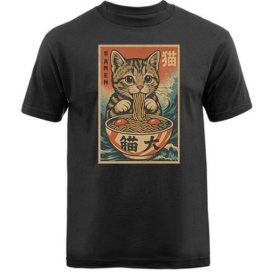 Cat Ramen Noodle Japanese Anime Manga Kawaii Cat Funny Humorous T-shirt