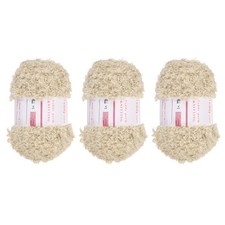 3 Pcs Fur Yarn Fluffy Chunky Yarn Fuzzy Yarn Cream White for Crocheting, 50m