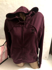 Victoria's Secret Pink Ivy Fleece Relaxed Full Zip Hoodie Burgundy NWT