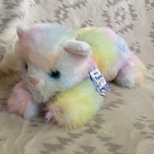 Rare Vintage Aurora Flopsies Cat Pastel Rainbow Tie Dye Plush New With Tags 13