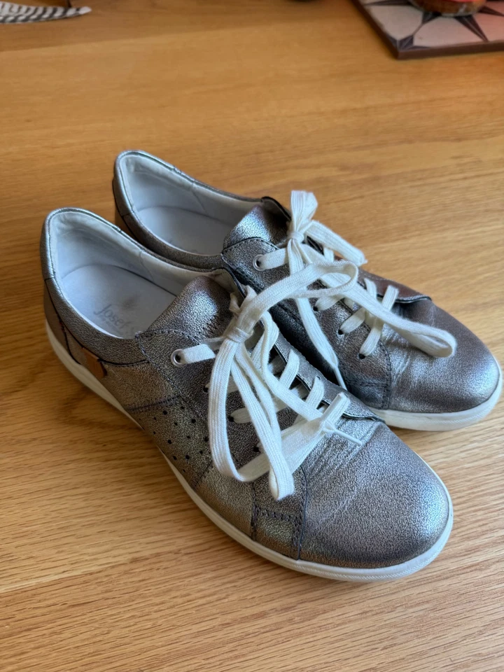 Josef Seibel Caren 01 Mujer Talla 39 Cuero Tenis Zapatos Metálicos 8.5 Foto 3 de 4