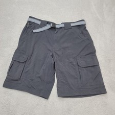 Duluth Trading Shorts Mens 36 Black Belted Cargo Relaxed Fit 11" Inseam Nylon