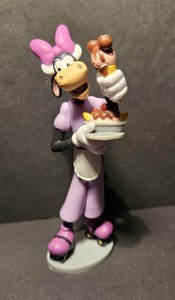 Disney Clarabelle Cow 4.5" PVC Figure Cake Topper Purple Car Hop Roller Skates-B