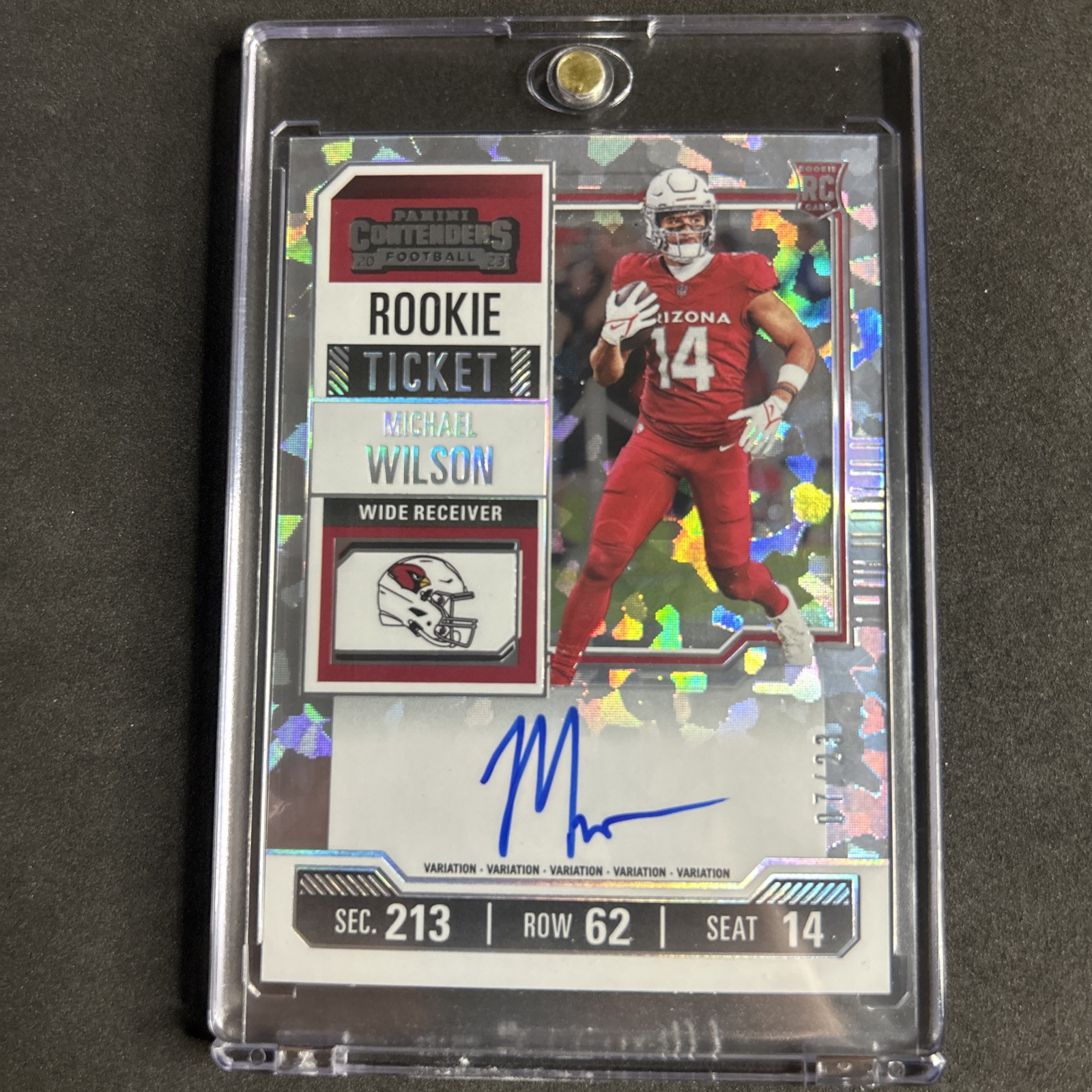 Michael Wilson 2023 Contenders Rookie Ticket Auto CRACKED ICE /23