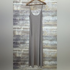 Zara taupe textured terry spaghetti strap maxi dress size L