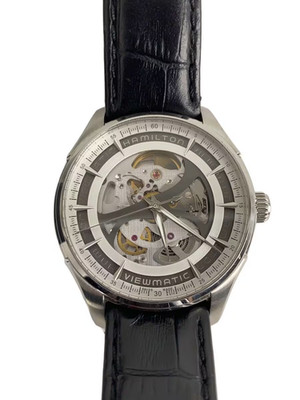 Hamilton H425550 Jazzmaster Viewmatic Automatic Watch Silver Black Leather Used