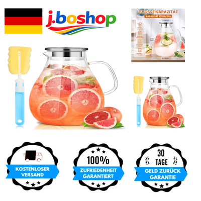 SUSTEAS 3 Liter Glaswasserkaraffe mit Deckel und Bürste 101