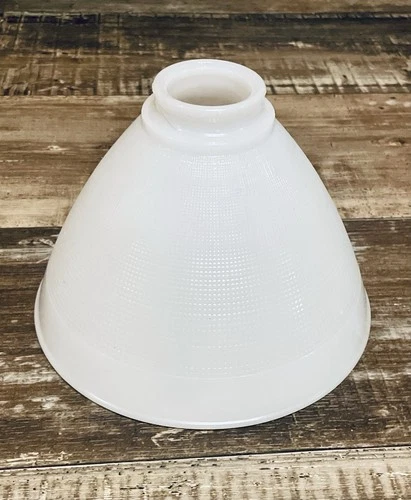 Milk Glass IES Reflector Lamp Shade White 2 1/4 X 8 Floor Table Pendant Waffle