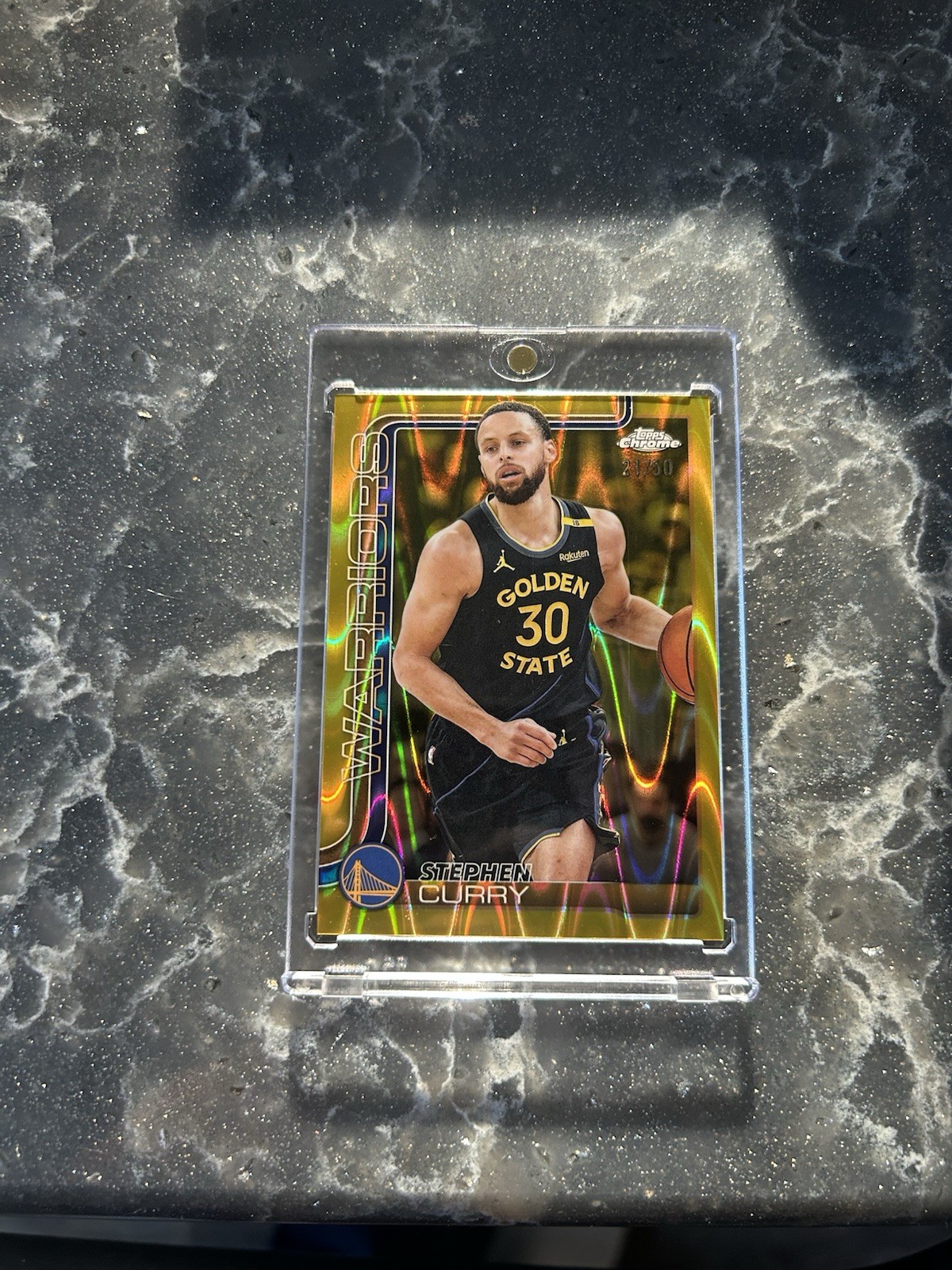 Stephen Curry 2025 Topps Chrome Gold /50 Ray Wave SSP #201 Warriors