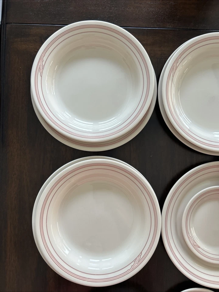 24 PLATOS de almuerzo vintage Corning Comcor Cumulus rosa nube cuencos de pasta y bayas Foto 3 de 4