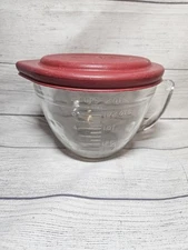 Anchor Hocking 8 Cup/2 Quart Glass Measuring Mixing Batter Bowl Handle - W/ LID!
