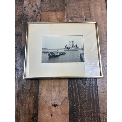 Roger Byrd 1980 Signed Black & White Nautical Photo Sunken Boat Fishing Trawler