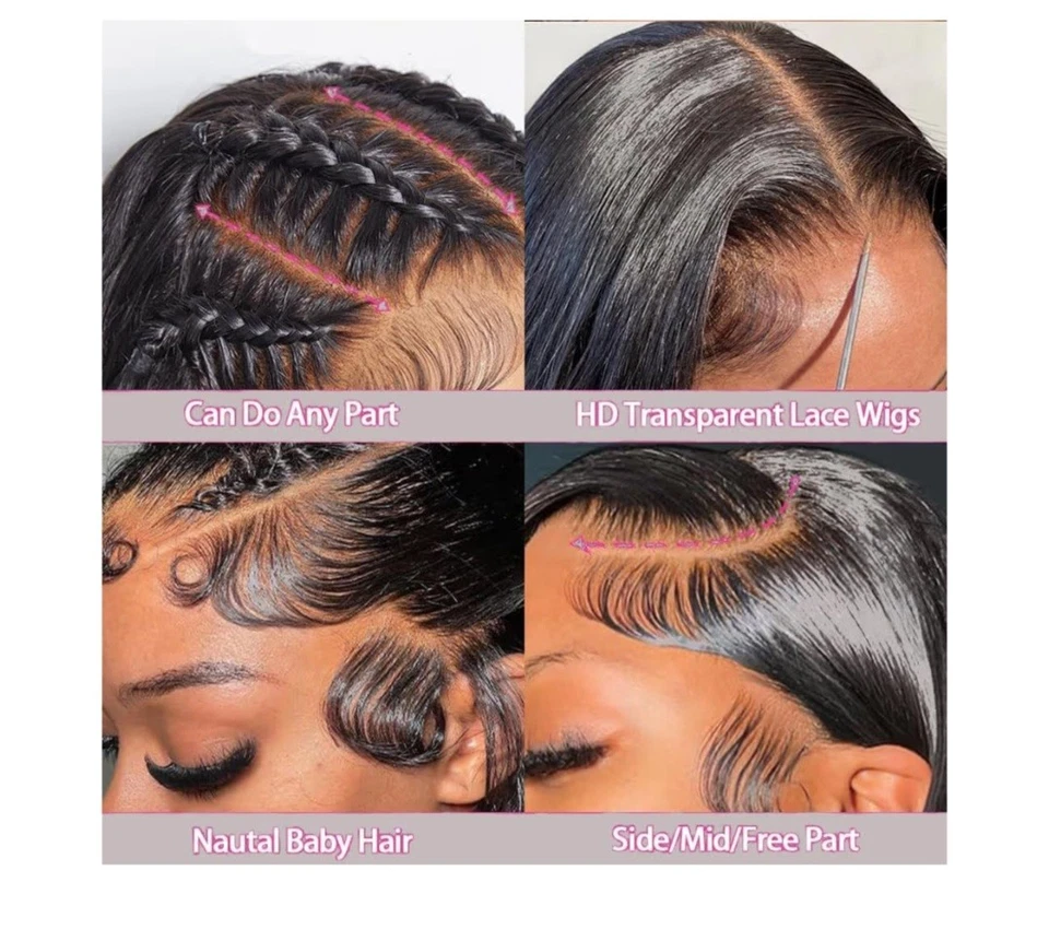 Pelucas delanteras de encaje de 30 pulgadas 13x6 cabello humano 200 densidad rectas HD pelucas delanteras de encaje Foto 2 de 4