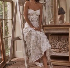 Marchesa Notte Anthropologie BHLDN White Flower Appliqué Arabella Wedding Dress