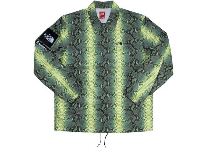 New Supreme X North Face Snakeskin Coaches Jacket Green Size Medium  Authentic