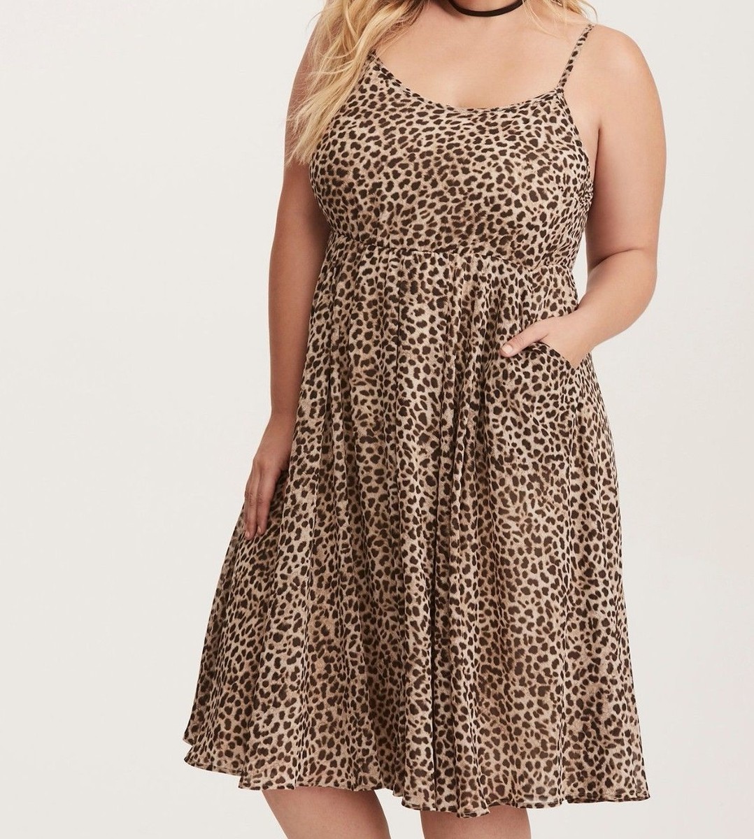 plus size leopard print midi dress Plus Size Leopard Print Fit & Flare Dress