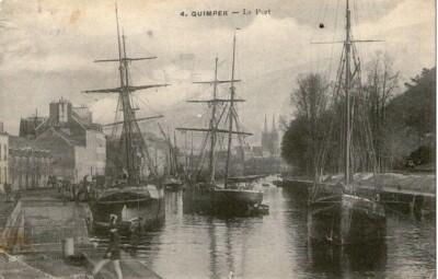 H05 DEPT 29 TOP RARE POSTCARD QUIMPER 1900 LES 2 ET 3 MATS LE MALABAR: boats anime