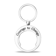 AA Coin Holder Keychain   Metal Display for Both Sides of Sobriety Chips  Token