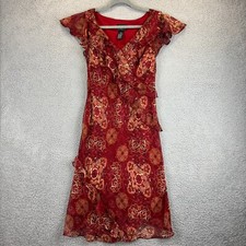 Y2k Dress 7 8 Fairy Coquette Sheer Floral Stretch Ruffle Feminine Romantic VTG